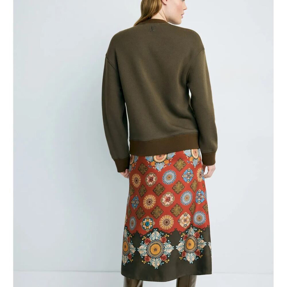 La Double J Olive Sweatshirt Midi Dress XL Silk Skirt Oversized Designer $900 - Picture 3 of 13